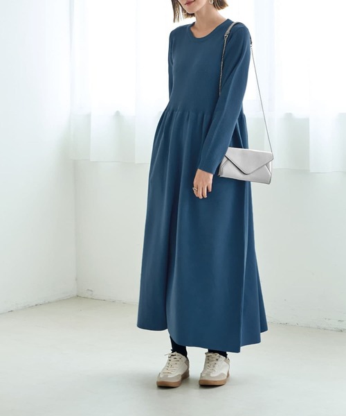 STYLE DELI(スタイルデリ)の「スポンディッシュ立体スカートワンピース(ワンピース・レディース・ライトグレー/ブルー系その他/ネイビー・MEDIUM/SMALL)」の7枚目の写真