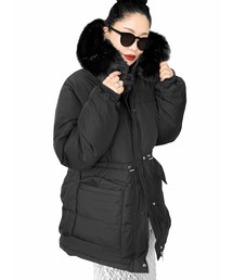 LVEU. | 【LVEU.】2wayフード中綿ジャケット(Ai select) / アウター ジャケット ダウン 中綿 ファー フェイクファー ミドル 厚手 暖かい ブラック(ダウンジャケット/コート)