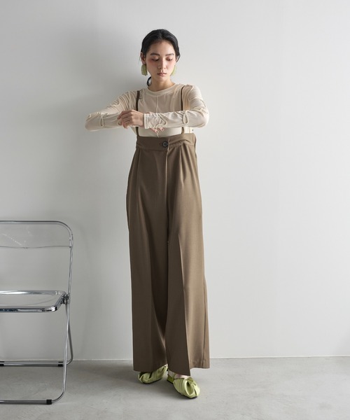THE YOn（ザヨン）の「アシンメトリーラップサロペット（サロペット/オーバーオール・レディース・グレー/チェック/ブラウン・FREE）」の14枚目の写真