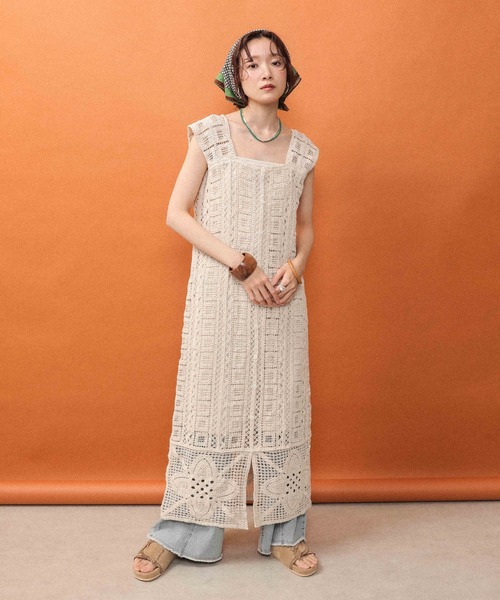 en CAnAF(エンカナフ)の「クロシェ 前後2WAY ワンピース(ワンピース・レディース・アイボリー/モカ/ブラック・M)」の2枚目の写真