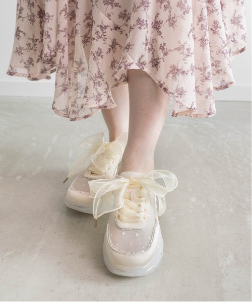 RANDA(ランダ)の「【HEART COLLECTION】シフォンリボンハート刺繍スニーカー(スニーカー・レディース・アイボリー/ブラック/ピンク・M/L/S/LL)」の19枚目の写真
