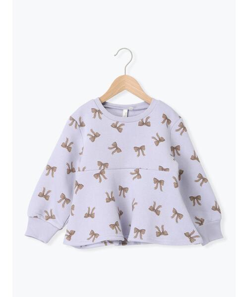 Samansa Mos2 Lagom（サマンサモスモスラーゴム）の「リボン柄ペプラムトレーナー（Tシャツ/カットソー・キッズ・ラベンダー/キナリ・130/120/110/100/95）」の3枚目の写真
