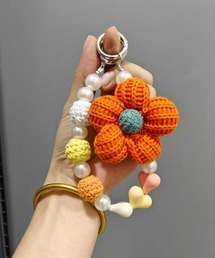 HOOK(フック)の【HOOK】for girls かわいいパールと花モチーフスマホストラップ(スマホグッズ)