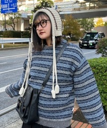 kutir(クティール)のkutirlune/手編み風タッセルニット帽(ニットキャップ/ビーニー)