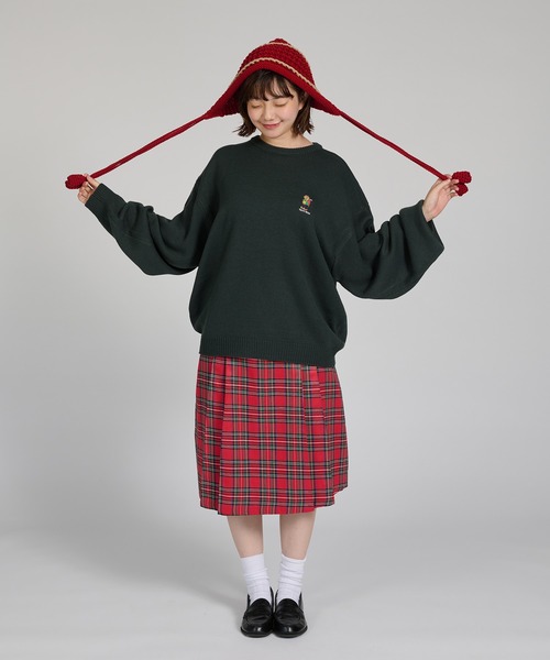 kutir（クティール）の「kutirlune／手編み風タッセルニット帽（ニットキャップ/ビーニー・レディース・レッド/ブラウン/ホワイト・FREE）」の11枚目の写真