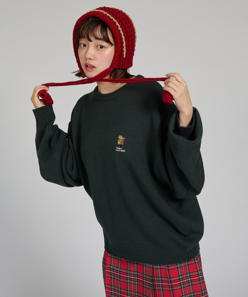 kutir（クティール）の「kutirlune／手編み風タッセルニット帽（ニットキャップ/ビーニー・レディース・レッド/ブラウン/ホワイト・FREE）」の7枚目の写真