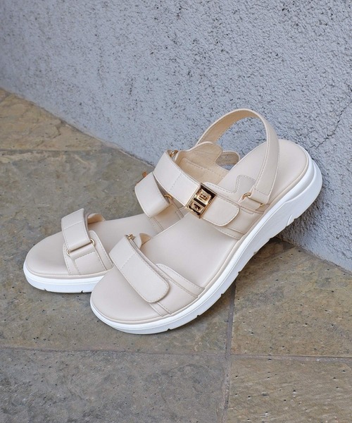 MODE KAORI(モードカオリ)の「ダブルベルクロスポーツサンダル/21529(サンダル・レディース・ブラック/ライトベージュ/シルバー・22.5cm/23cm/23.5cm/24cm/24.5cm/25cm)」の3枚目の写真