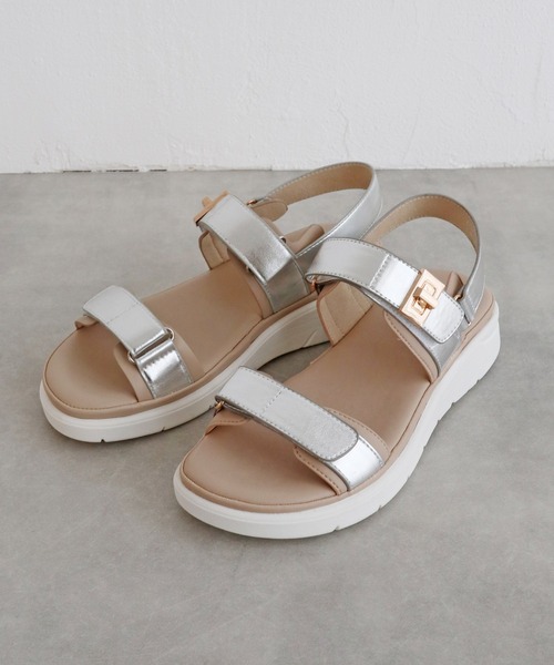 MODE KAORI(モードカオリ)の「ダブルベルクロスポーツサンダル/21529(サンダル・レディース・ブラック/ライトベージュ/シルバー・22.5cm/23cm/23.5cm/24cm/24.5cm/25cm)」の8枚目の写真