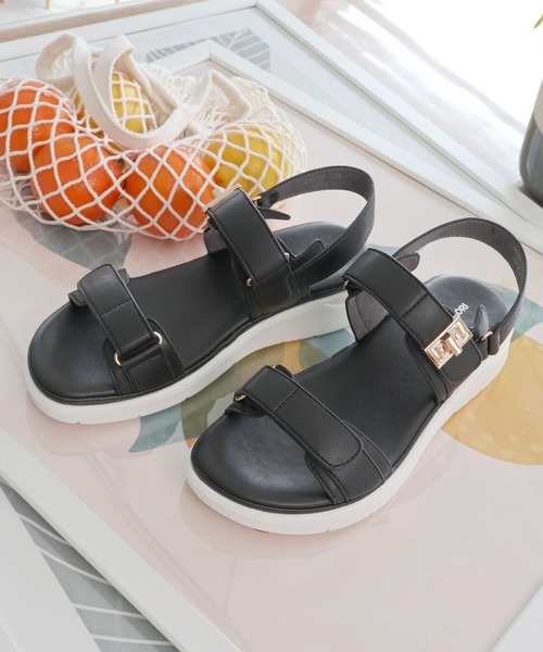 MODE KAORI(モードカオリ)の「ダブルベルクロスポーツサンダル/21529(サンダル・レディース・ブラック/ライトベージュ/シルバー・22.5cm/23cm/23.5cm/24cm/24.5cm/25cm)」の18枚目の写真