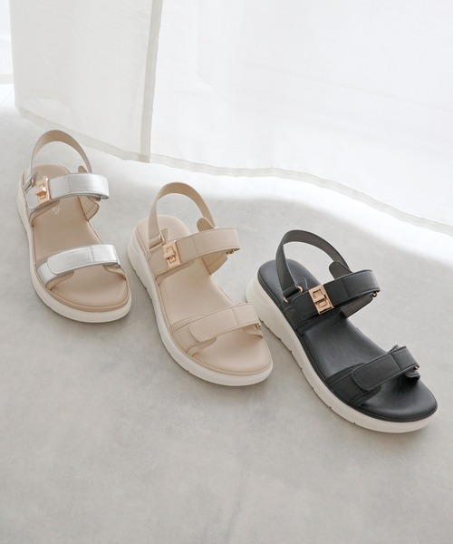 MODE KAORI(モードカオリ)の「ダブルベルクロスポーツサンダル/21529(サンダル・レディース・ブラック/ライトベージュ/シルバー・22.5cm/23cm/23.5cm/24cm/24.5cm/25cm)」の14枚目の写真