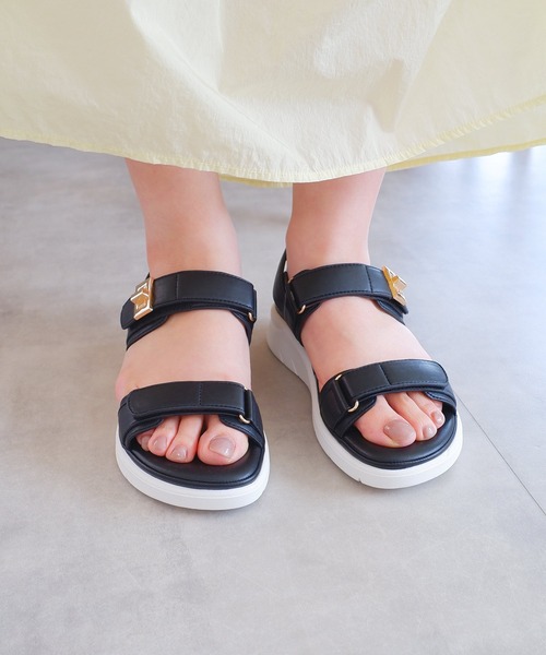 MODE KAORI(モードカオリ)の「ダブルベルクロスポーツサンダル/21529(サンダル・レディース・ブラック/ライトベージュ/シルバー・22.5cm/23cm/23.5cm/24cm/24.5cm/25cm)」の21枚目の写真