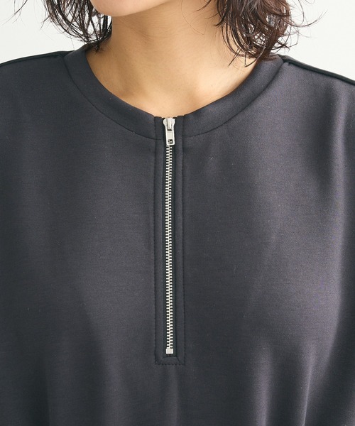 Green　Parks（グリーンパークス）の「ハーフZIPトラックワンピース（ワンピース・レディース・チャコールグレー/アイボリー・FREE）」の13枚目の写真