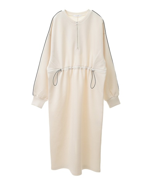 Green　Parks（グリーンパークス）の「ハーフZIPトラックワンピース（ワンピース・レディース・チャコールグレー/アイボリー・FREE）」の17枚目の写真