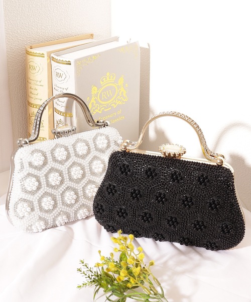Lace Ladies(レースレディース)の「2WAY パール モチーフ パーティー ハンドバッグ(クラッチバッグ・レディース・ホワイト/ブラック・FREE)」の11枚目の写真