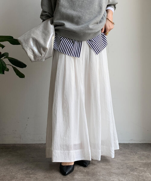 DouDou（ドゥドゥ）の「シアータックフレアスカート（スカート・レディース・ブラック/ホワイト/ブラウン・FREE）」の9枚目の写真