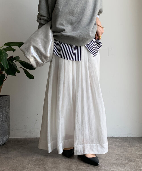 DouDou（ドゥドゥ）の「シアータックフレアスカート（スカート・レディース・ブラック/ホワイト/ブラウン・FREE）」の10枚目の写真