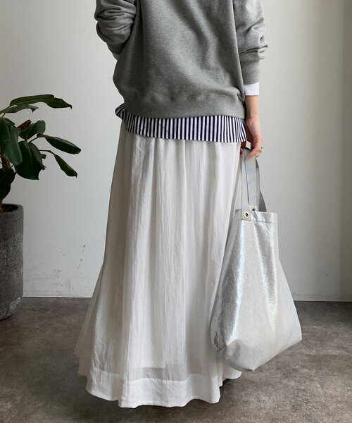 DouDou（ドゥドゥ）の「シアータックフレアスカート（スカート・レディース・ブラック/ホワイト/ブラウン・FREE）」の12枚目の写真