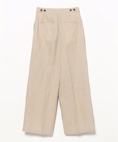 ビームスの百名品】リネン タブ付き ワイドパンツ [手洗い可