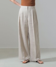 Demi-Luxe BEAMS | リネン タブ付き ワイドパンツ [手洗い可](スラックス)