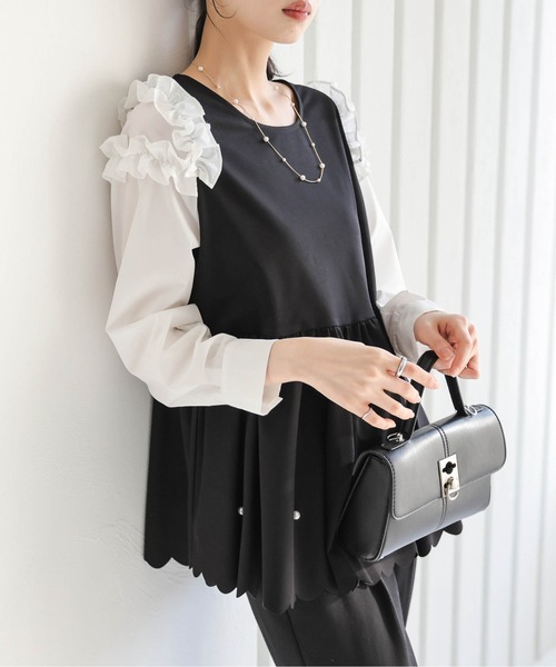 セール】パール付きペプラムトップス（その他トップス）｜AMELY
