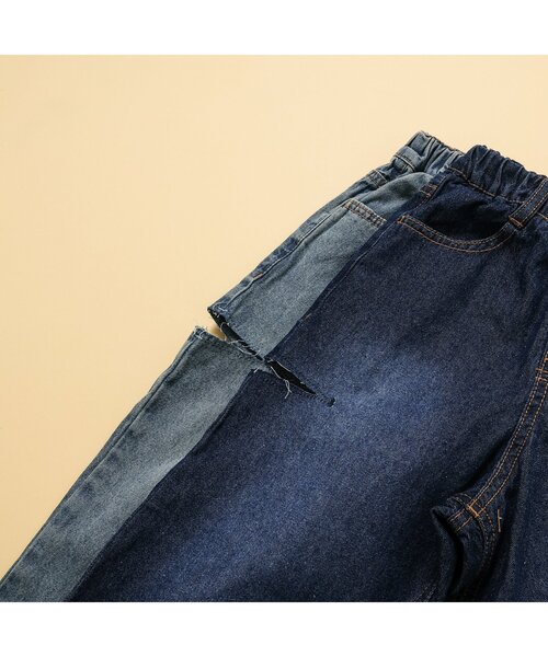 BREEZE（ブリーズ）の「【ジュニア対応】カットアウトデニムパンツ（デニムパンツ・キッズ・ネイビー/サックスブルー・90/100/110/120/130/140）」の5枚目の写真