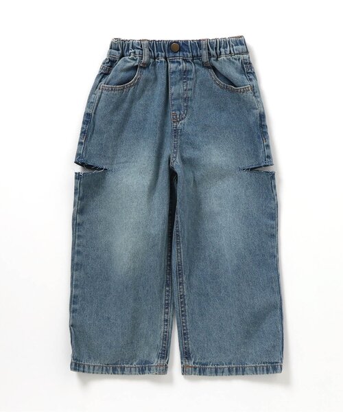 BREEZE（ブリーズ）の「【ジュニア対応】カットアウトデニムパンツ（デニムパンツ・キッズ・ネイビー/サックスブルー・90/100/110/120/130/140）」の6枚目の写真