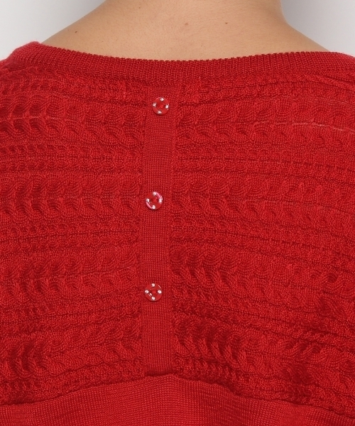 SOUP（スープ）の「ケーブル編み切り替えクルーネックニット（ニット/セーター・レディース・ホワイト/レッド/グレー/ブルー/ブラック・9/11）」の12枚目の写真