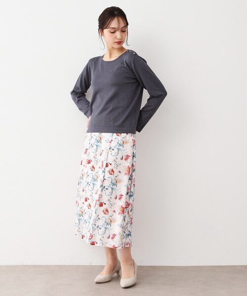 LAURA ASHLEY(ローラアシュレイ)の「【洗える/同柄アイテムあり】ローザリンド柄シフォンスカート(スカート・レディース・ホワイト系1/ネイビー系・38/40)」の12枚目の写真