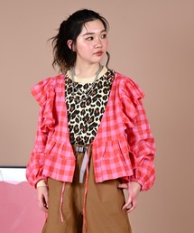 ギンガムカシュクールブラウス/おとな