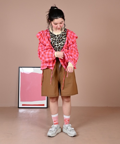 MARKEY'S(マーキーズ)の「ギンガムカシュクールブラウス/おとな(シャツ/ブラウス・レディース・ライトグリーン/ピンク/ブラック/イエロー・160cm)」の21枚目の写真