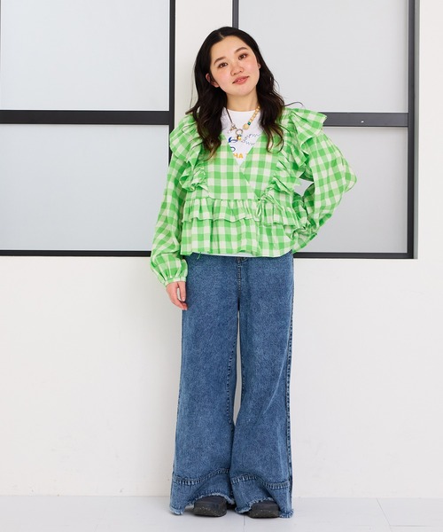 MARKEY'S(マーキーズ)の「ギンガムカシュクールブラウス/おとな(シャツ/ブラウス・レディース・ライトグリーン/ピンク/ブラック/イエロー・160cm)」の6枚目の写真