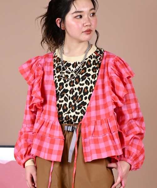 MARKEY'S(マーキーズ)の「ギンガムカシュクールブラウス/おとな(シャツ/ブラウス・レディース・ライトグリーン/ピンク/ブラック/イエロー・160cm)」の18枚目の写真