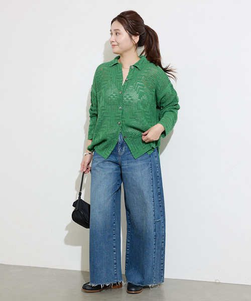 JOURNAL STANDARD（ジャーナルスタンダード）の「ジャガードネイティブシャツ（ニット/セーター・レディース・グリーン/アイボリー/ブラック・FREE）」の6枚目の写真