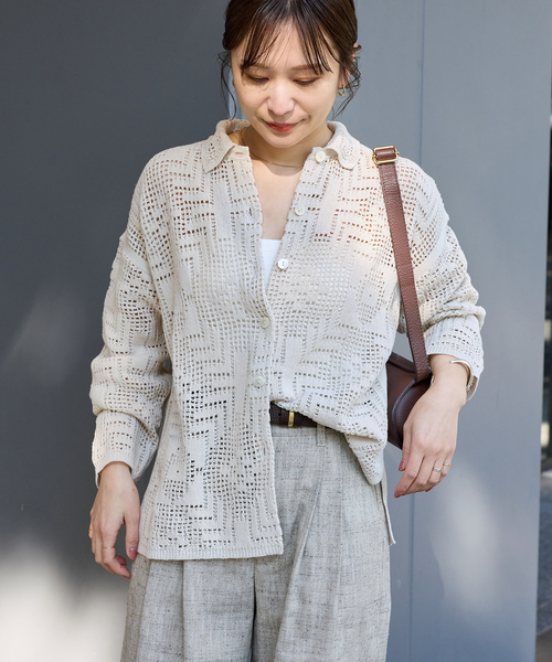 JOURNAL STANDARD（ジャーナルスタンダード）の「ジャガードネイティブシャツ（ニット/セーター・レディース・グリーン/アイボリー/ブラック・FREE）」の15枚目の写真
