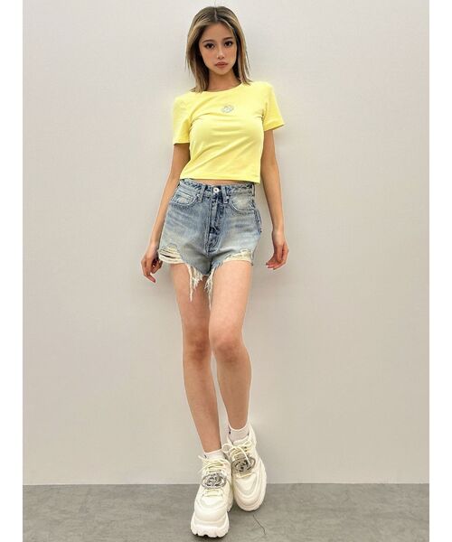 GYDA(ジェイダ)の「GLITTER GD Tシャツ(Tシャツ/カットソー・レディース・ピンク/ライトイエロー/オフホワイト/ブラック・FREE)」の7枚目の写真