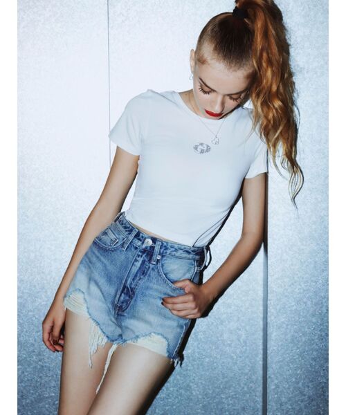 GYDA(ジェイダ)の「GLITTER GD Tシャツ(Tシャツ/カットソー・レディース・ピンク/ライトイエロー/オフホワイト/ブラック・FREE)」の18枚目の写真