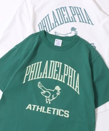 Lazar（ラザル）の「Champion/チャンピオン コットンUSA カレッジロゴプリント ワンポイント刺繍 半袖Tシャツ/リンガーT/レディース メンズ（Tシャツ/カットソー）」