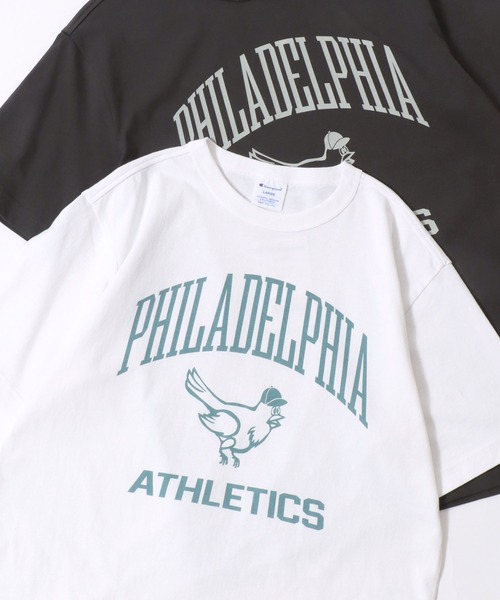 Champion（チャンピオン）の「Champion/チャンピオン コットンUSA カレッジロゴプリント ワンポイント刺繍 半袖Tシャツ/リンガーT/レディース メンズ（Tシャツ/カットソー・メンズ・ホワイト系その他5/グレー/ホワイト系その他2/ホワイト系その他4/スミクロ/ネイビー/ブルー系その他/ホワイト/ホワイト系その他/ホワイト系その他3/グレー系その他/ブルー系その他2/ブラック系その他/ベージュ系その他/ホワイト系その他6/ホワイト系その他7/ホワイト系/ホワイト系1/ブラック系その他2/グリーン/オートミール/ブラック系その他3/ホワイト系2/ベージュ系その他2・M/L/XL）」の8枚目の写真