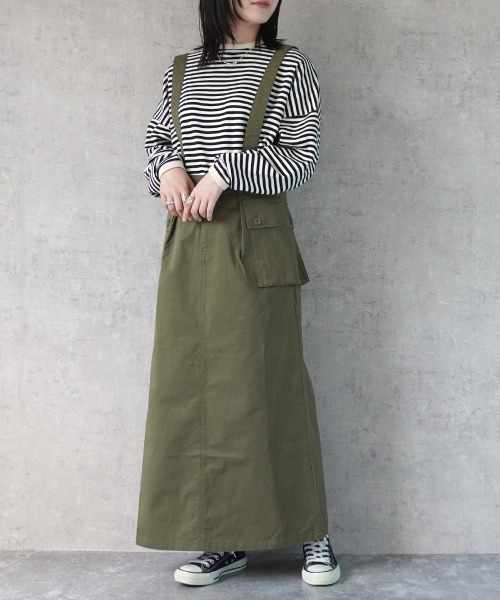 SELECT LEVERY(セレクトリベリー)の「サス付きミリタリースカート(スカート・レディース・カーキ/ブラック/ベージュ・SMALL/MEDIUM/LARGE/X-LARGE)」の1枚目の写真