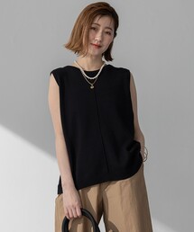 【洗える】ツイストデザイン ノースリーブ ニット