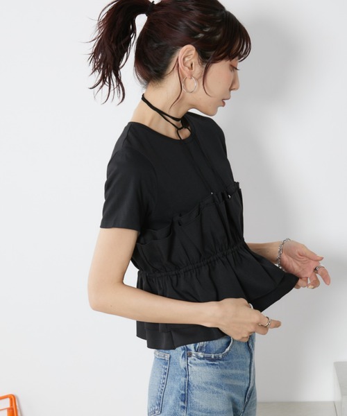 Auntie Rosa Holiday(アンティローザホリデー)の「ビスチェレイヤードTEE(Tシャツ/カットソー・レディース・ブラック/グレイッシュベージュ・FREE)」の6枚目の写真