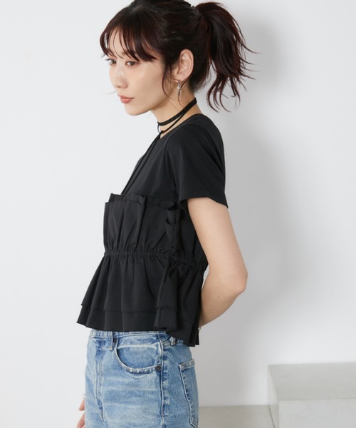 Auntie Rosa Holiday(アンティローザホリデー)の「ビスチェレイヤードTEE(Tシャツ/カットソー・レディース・ブラック/グレイッシュベージュ・FREE)」の7枚目の写真