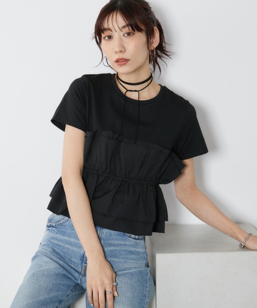 Auntie Rosa Holiday(アンティローザホリデー)の「ビスチェレイヤードTEE(Tシャツ/カットソー・レディース・ブラック/グレイッシュベージュ・FREE)」の4枚目の写真