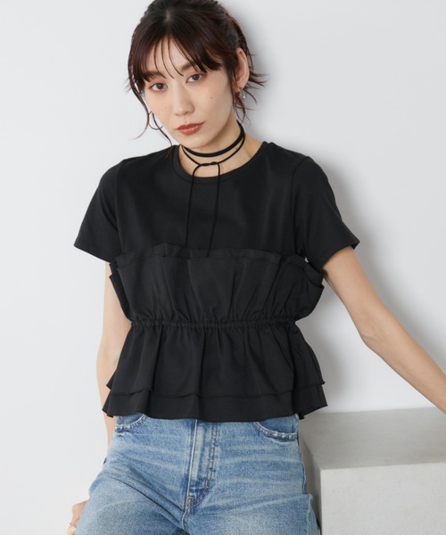 Auntie Rosa Holiday(アンティローザホリデー)の「ビスチェレイヤードTEE(Tシャツ/カットソー・レディース・ブラック/グレイッシュベージュ・FREE)」の5枚目の写真