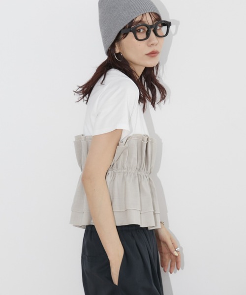 Auntie Rosa Holiday(アンティローザホリデー)の「ビスチェレイヤードTEE(Tシャツ/カットソー・レディース・ブラック/グレイッシュベージュ・FREE)」の16枚目の写真