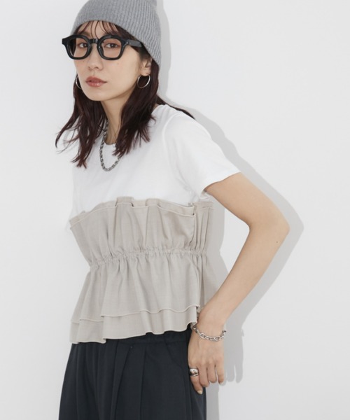 Auntie Rosa Holiday(アンティローザホリデー)の「ビスチェレイヤードTEE(Tシャツ/カットソー・レディース・ブラック/グレイッシュベージュ・FREE)」の14枚目の写真