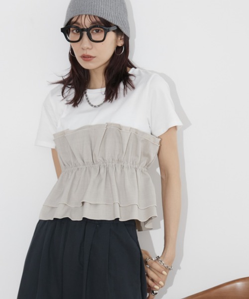 Auntie Rosa Holiday(アンティローザホリデー)の「ビスチェレイヤードTEE(Tシャツ/カットソー・レディース・ブラック/グレイッシュベージュ・FREE)」の15枚目の写真