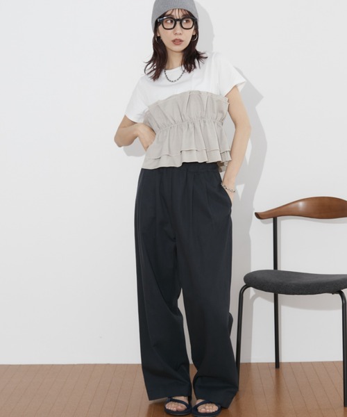 Auntie Rosa Holiday(アンティローザホリデー)の「ビスチェレイヤードTEE(Tシャツ/カットソー・レディース・ブラック/グレイッシュベージュ・FREE)」の18枚目の写真