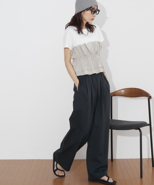 Auntie Rosa Holiday(アンティローザホリデー)の「ビスチェレイヤードTEE(Tシャツ/カットソー・レディース・ブラック/グレイッシュベージュ・FREE)」の19枚目の写真