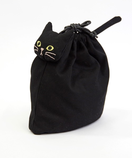 WOVEN(ウーヴン)の「WOVEN (ウーヴン) / キャンバス ねこ 2WAY BAG ショルダーバッグ 猫巾着(ショルダーバッグ・レディース・ブラック/グレー/アイボリー・FREE)」の5枚目の写真